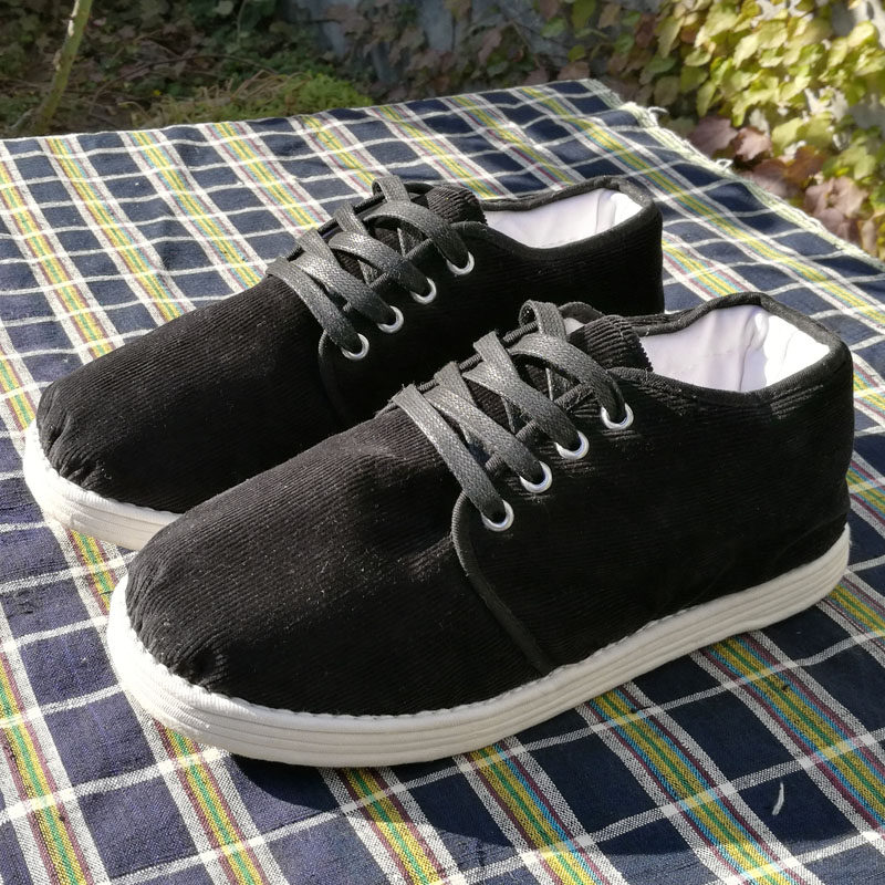 Pure handmade Melaleuca bottom cotton shoes women's and men's natural cotton thickened winter warm black corduroy lace-up cotton boots