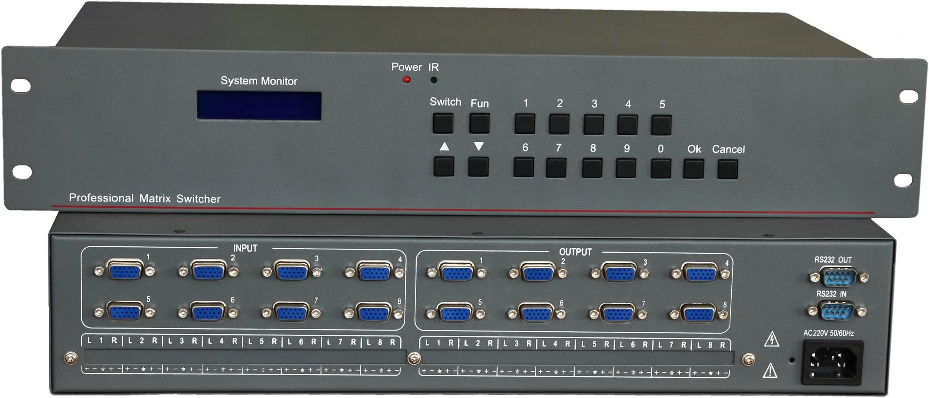VGA matrix VGA matrix Switcher 8 in 8 out with audio 16 in 16 out HDMI DVI hybrid matrix