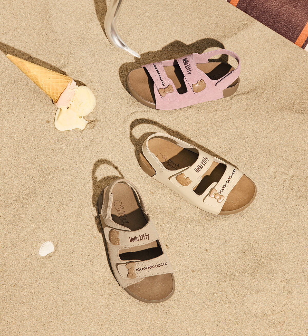 Belle Hello Kitty Collaboration Model Sea Salt Toast Shoes Girls' Sandals Hello Kitty Casual Beach Summer Slippers — 9