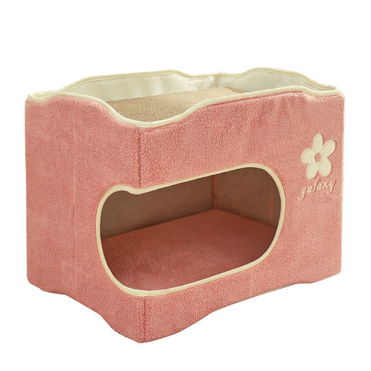 Double-layer cat nest winter warm house cat scratching board one four seasons universal large house villa cat pet supplies
