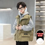 Детский комплект для мальчиков, демисезонный жилет, утепленная зимняя майка топ с пухом, подходит для подростков