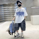 Детский комплект, летняя тонкая спортивная летняя одежда для мальчиков, подходит для подростков, короткий рукав