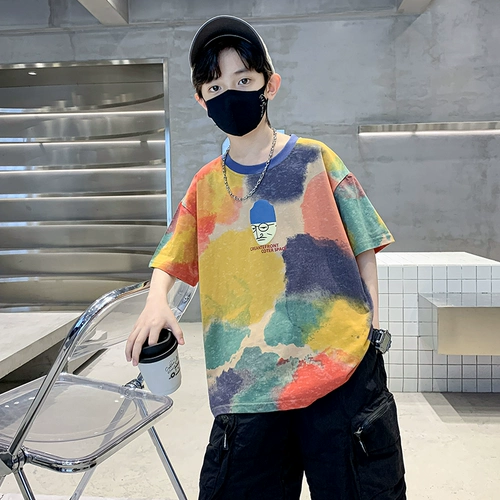 Летняя одежда, детская летняя хлопковая футболка с коротким рукавом для мальчиков, подходит для подростков