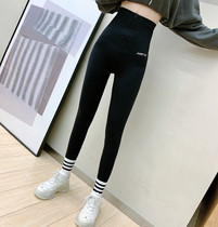 JUSTCC Kaka womens official flagship high waist belly hip nine-point pants zipper velvet yoga leggings for women