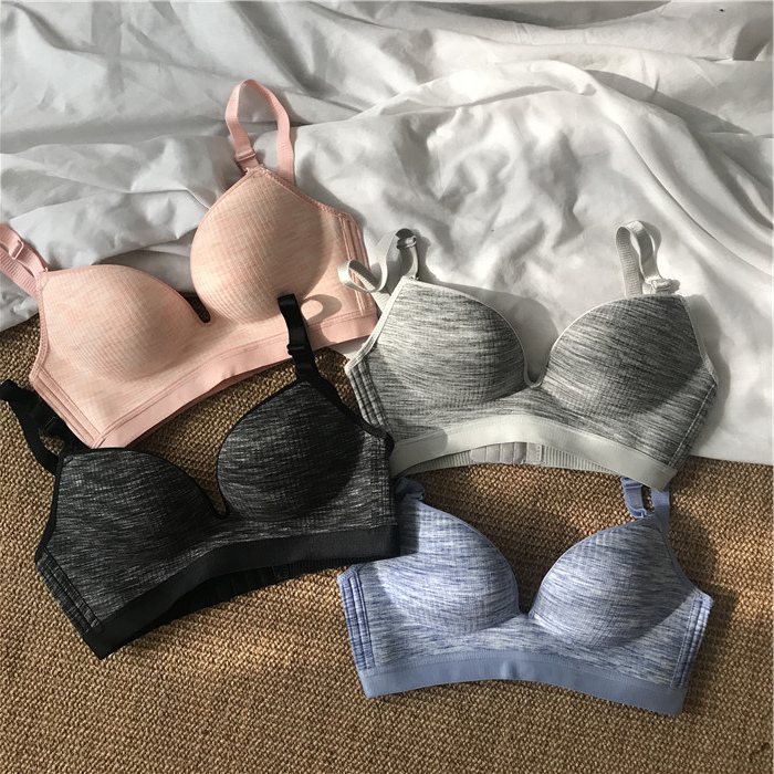 Người phụ nữ làm đẹp Han Feng chic mùa thu đông mới thoải mái liền mạch cotton thoáng khí không có vòng thép tập hợp áo lót áo lót nâng ngực