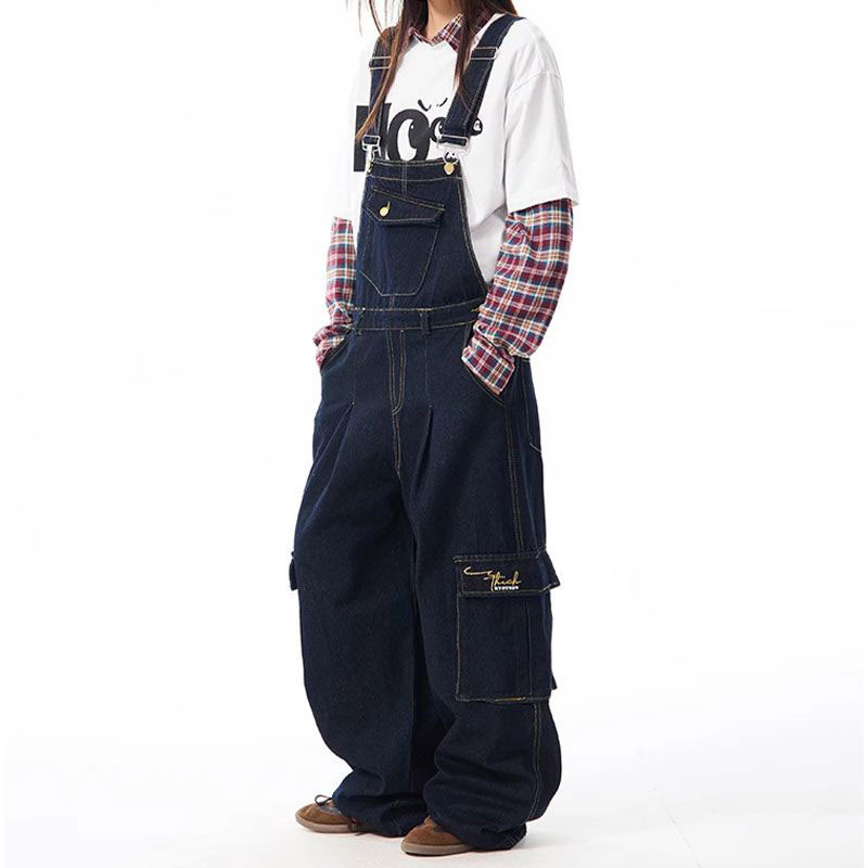 Extra Large Size 150kg Overalls Jeans for Men and Women, Spring Style, Couple's Loose Straight-Leg Casual Wide-Leg Jumpsuit Pants2