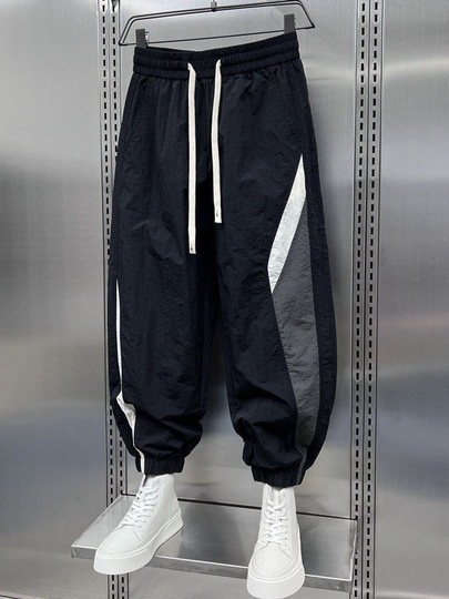 Extra Large Size 150kg Summer Quick-Drying Striped Patchwork Jogger Sweatpants Men's Trendy Loose Casual Harem Pants2