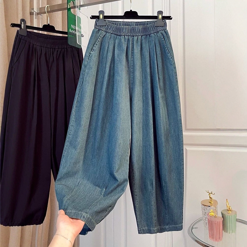 Extra Large Size 150kg Denim Harem Balloon Pants for Men and Women, Summer Thin Style, Loose Casual Sickle Carrot Dad Pants2