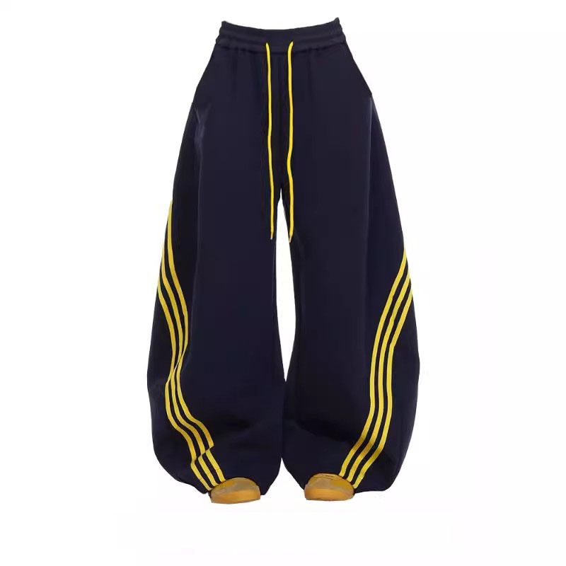 Extra Large Size 150kg American High Street Striped Scimitar Pants for Men and Women, Spring and Autumn Couple's Loose Straight Casual Wide-Leg Pants 2