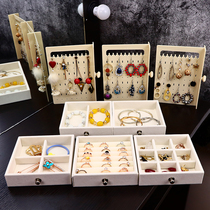 Home accessories desktop drawer earring storage box multi-functional necklace hanging jewelry box dust-proof earring ring