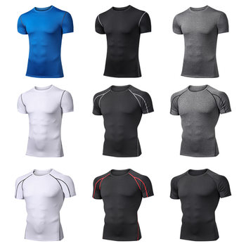 High-Elastic Sports Tight-Fitting Short-Sleeved Men's Quick-Drying T-Shirt Running Fitness Basketball Training Base Layer Top Half-Sleeved
