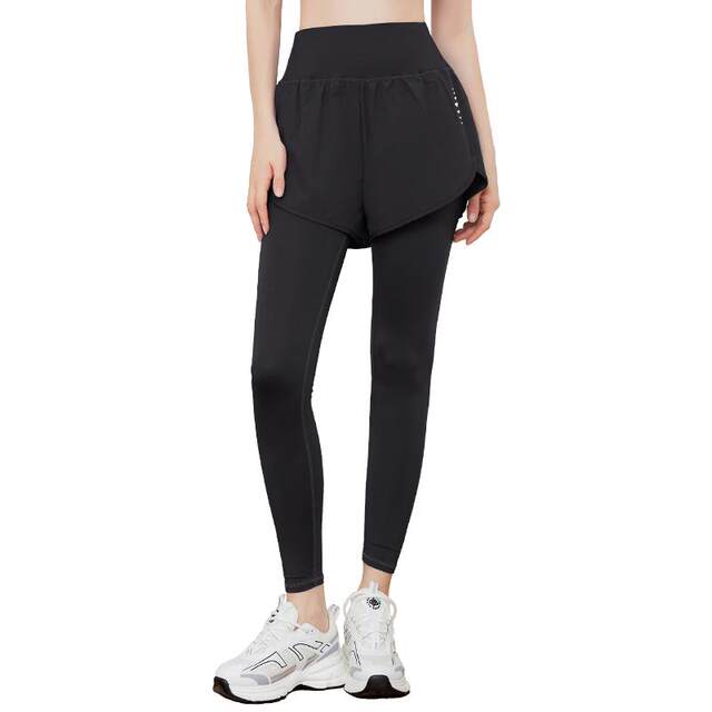 Fake Two-Piece Yoga Pants for Women, High-Waisted, Butt-Lifting, Tummy Control, Running Pants, Stretchy Cycling Leggings, Tight-Fitting Sports Pants, Fitness Pants, Long Pants