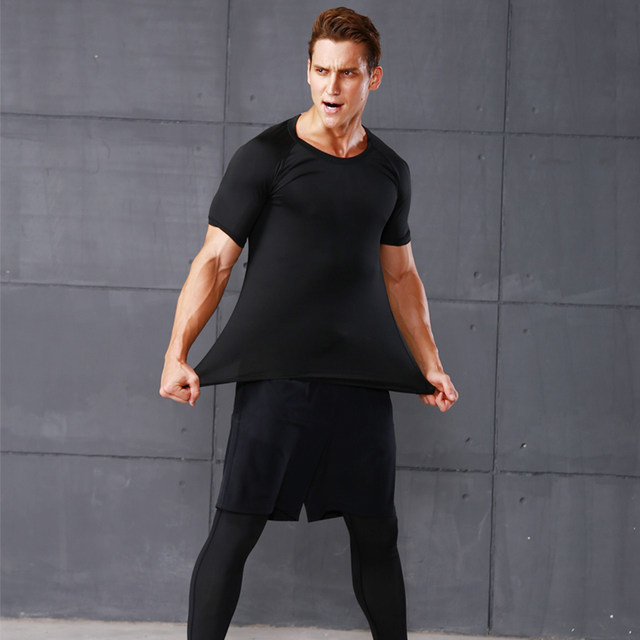 Fitness Suit for Men, Spring and Summer Running Sports, Quick-Drying Night Running Tights, Basketball Morning Running Training Clothes, Gym