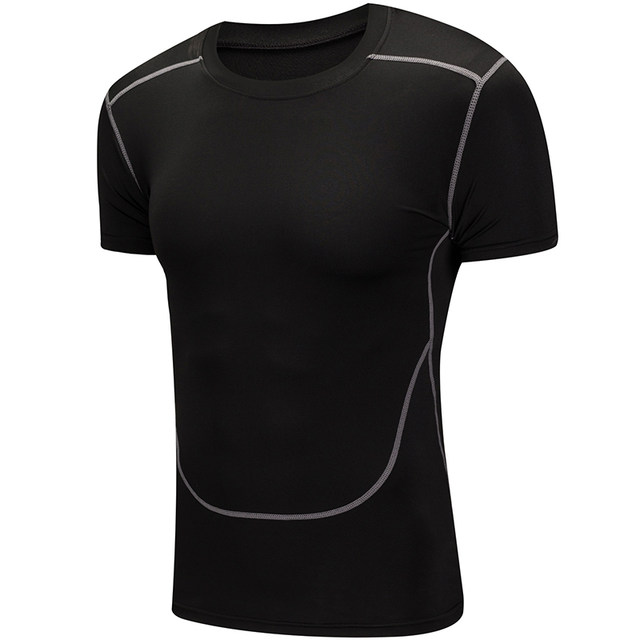 Fitness Clothing, Sports Men's Long-Sleeved Quick-Drying Tights, Summer Running Gym Clothing, Casual Short-Sleeved Breathable T-Shirt