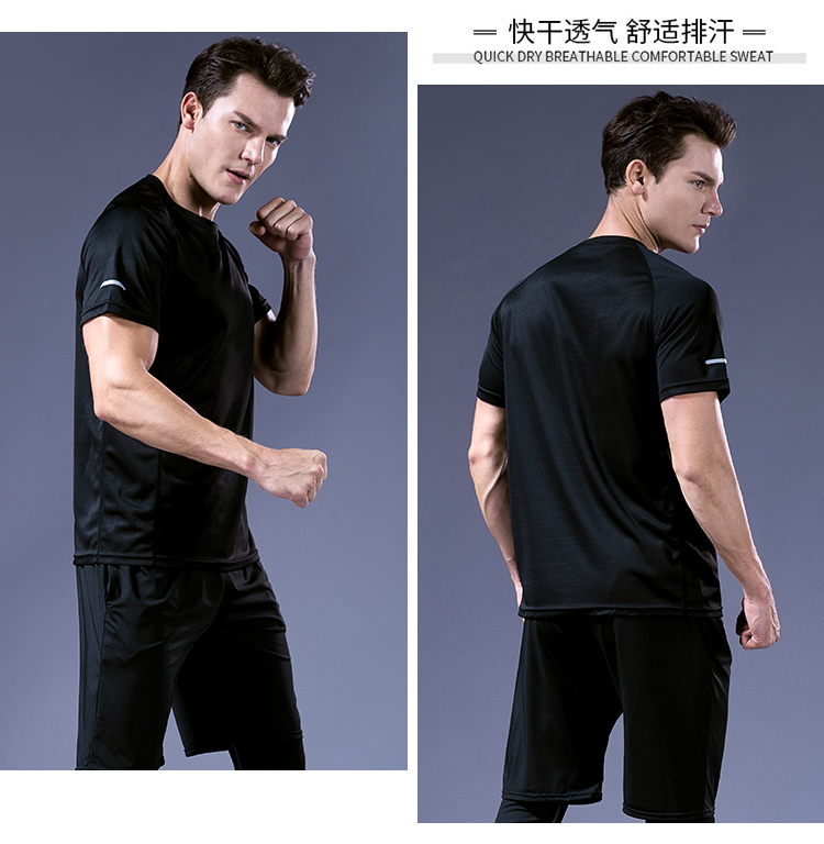 Chạy bộ đồ thể thao nam mùa xuân và mùa hè phù hợp với thể dục quần khô nhanh mặc thường xuyên tập thể dục hai mảnh mới - Thể thao sau bộ thể thao nam mùa hè