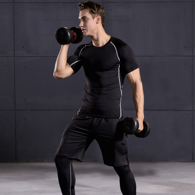 Fitness Clothing Men's Suit Running Clothes Sports Tights Basketball Training Clothes Tights Compression Clothes Gym