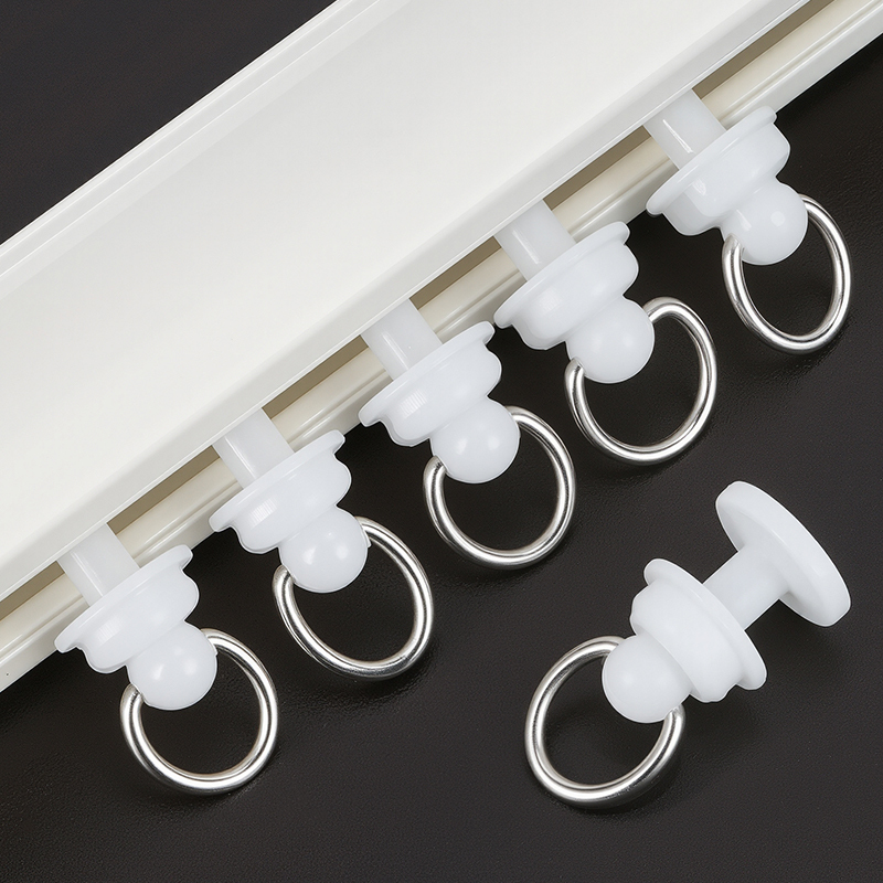 【Stainless Steel Hanging Ring】Curtain Pulley Silent Nano Wheel Buckle Track Hanging Wheel Old-Style Track Hook Accessories