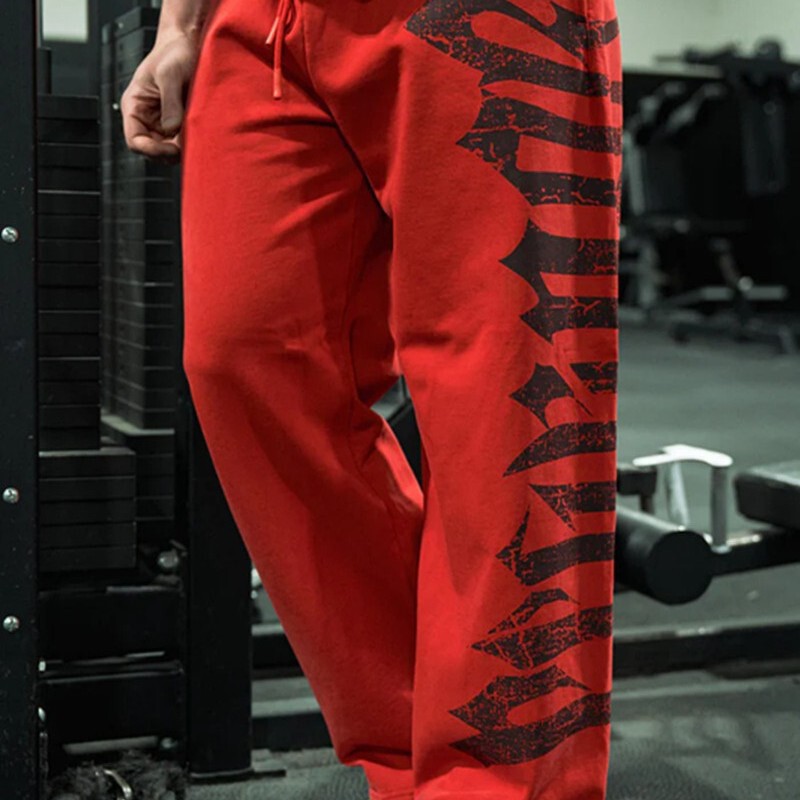 Men's Spring and Autumn American-Style Trendy Sports Plus-Size Pants Gym Fitness Jogging Training Pants Cotton Printed Large Floral Wide-Leg Long Pants