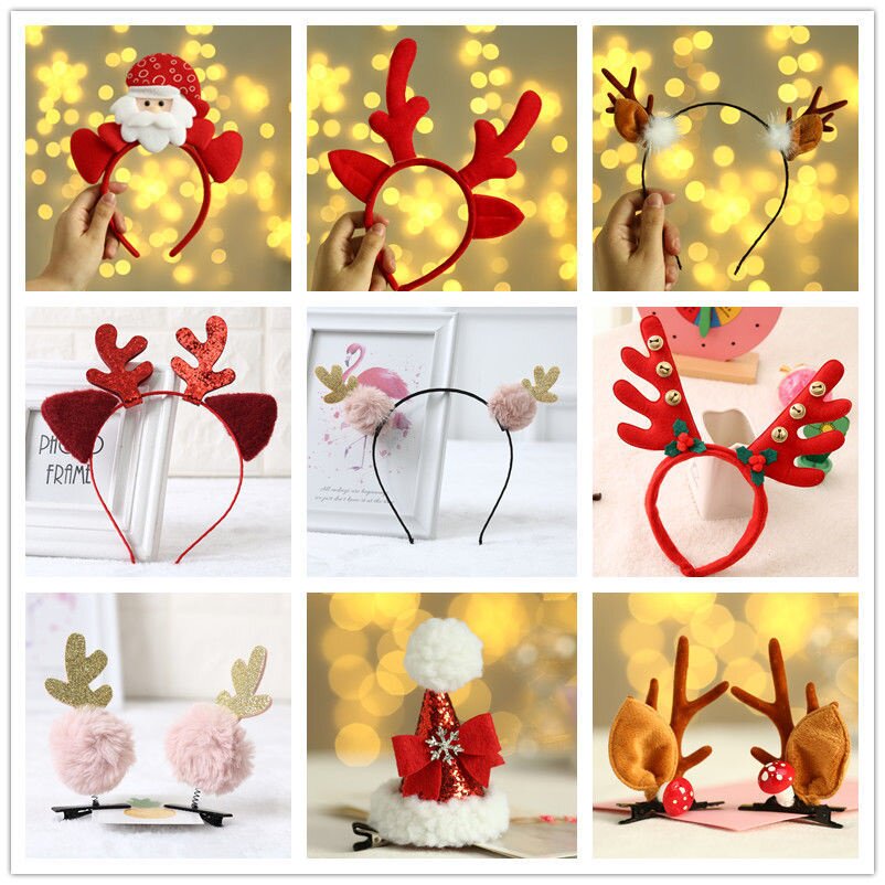 Adult Children Christmas Ornaments Hair Clip Cute Deer Corner Hair Clip Head Accessories Hat Hair Stirrup Hair Accessories Dress Dress