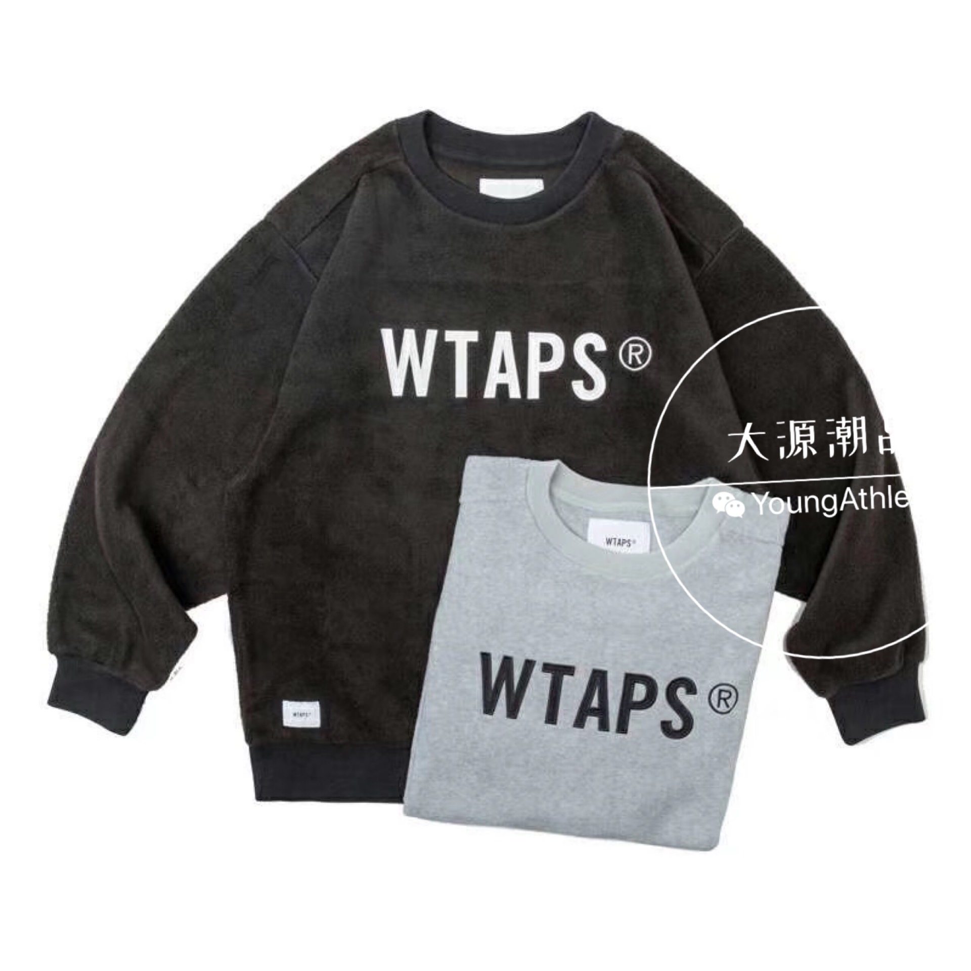 Spot WTAPS DOWNY 01 SWEATSHIRT POLY rocking grain suede embroidered round thick cotton T 19AW