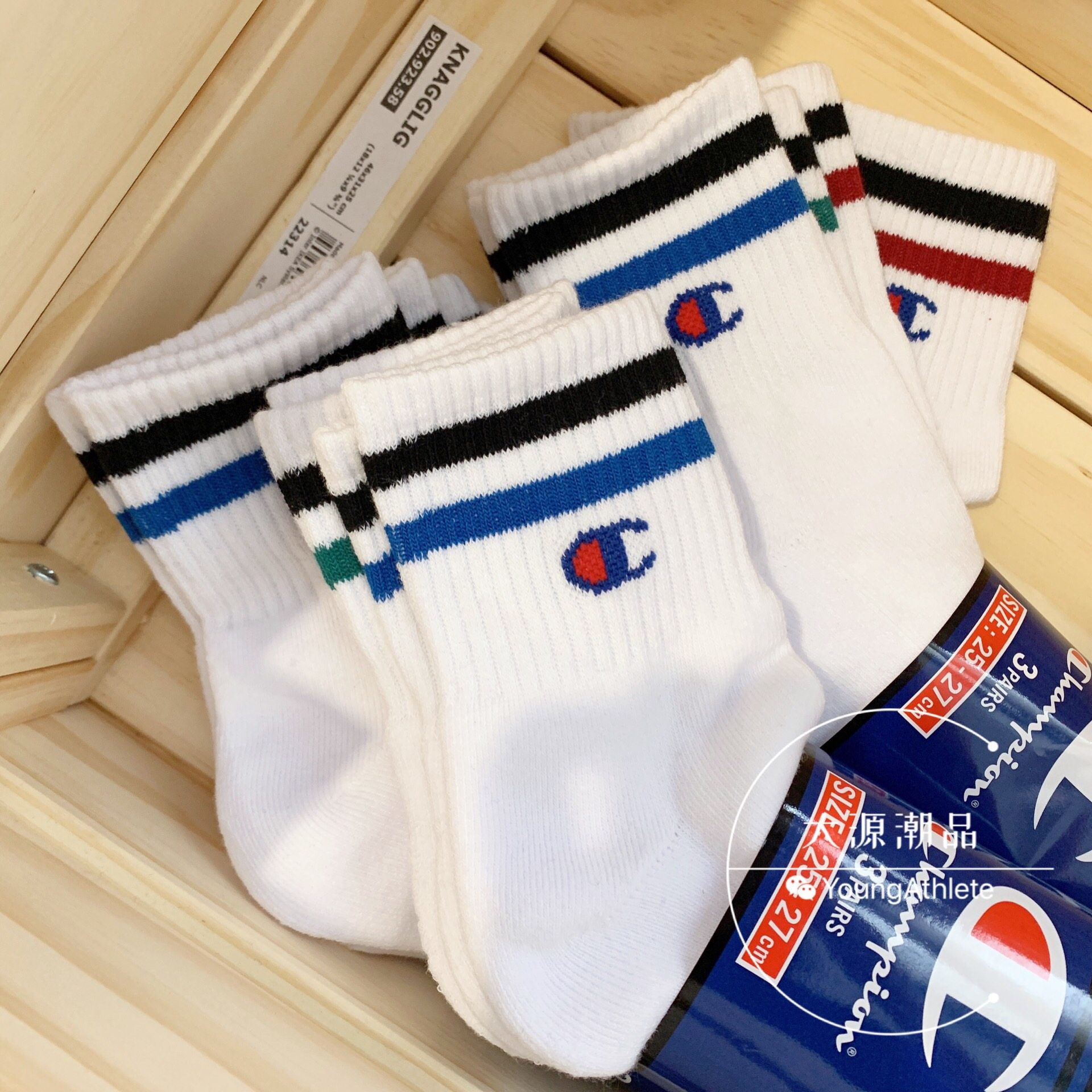 Domestic spot Japan Champion Japanese version champion striped socks for men and women with mid-waist mid-tube socks