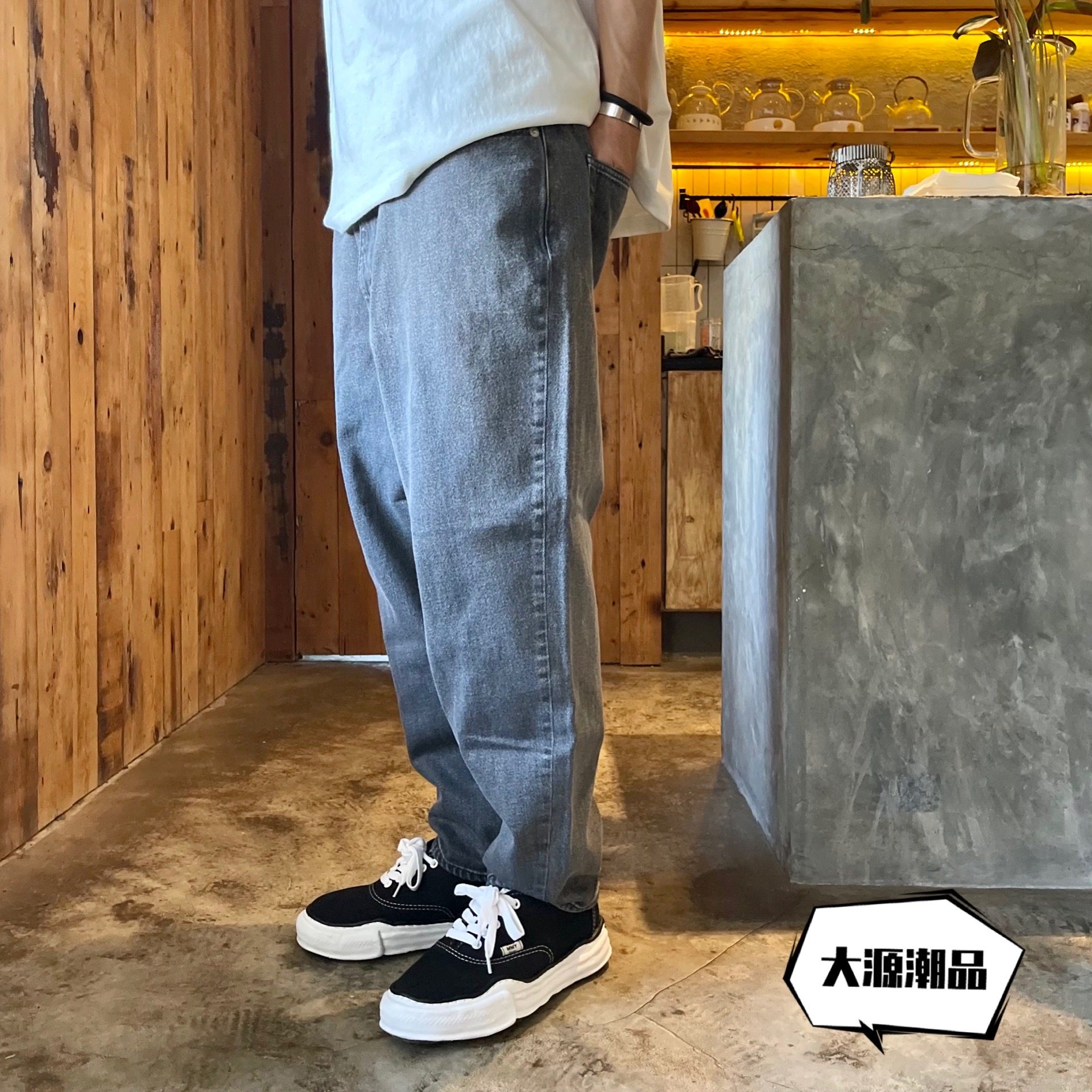 Spot BEAMS BAGGY JEANS Loose Tapered Washed Jeans Casual Jeans Wang Shin Kai Tong