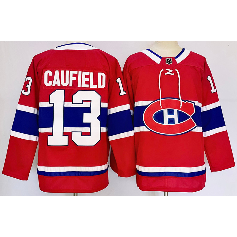 American-Style Ice Hockey Jersey for Men, Color-Blocked, Large Size, Loose Fit, Breathable Sweatshirt, Montreal Canadiens Long-Sleeve Jersey with Embroidery