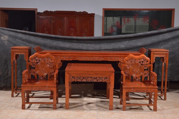 Hội trường đồ gỗ gụ Châu Phi gỗ hồng mộc Linh Chi Zhongtang bốn / sáu bộ cổ điển cho trường hợp đầu squat Đài Loan - Bàn / Bàn bàn ăn gỗ