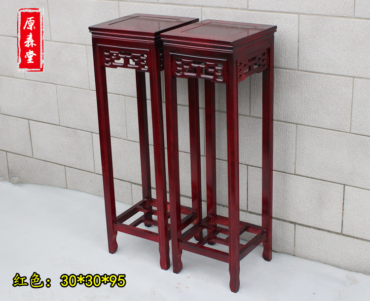 Gỗ hoa đứng phòng khách Trung Quốc đồ cổ nhiều tầng hạ cánh giả gỗ gụ hoa khung vuông hoa vài kệ cây cảnh - Kệ tủ kệ