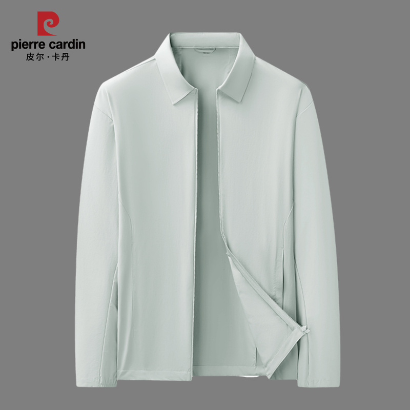 Pierre Cardin Lapel Sun Protection Jacket for Men, Spring and Summer Thin Casual Coat, Plus Size, Quick-Drying Ice Silk Skin Jacket