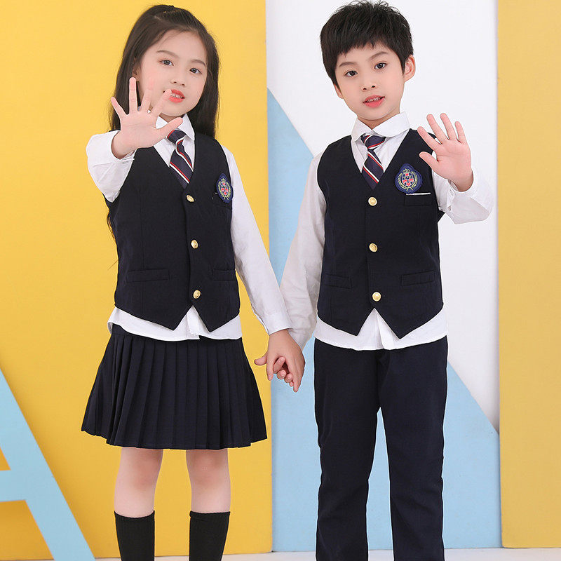 Kindergarten Garden Suit Suit School Suit Waistcoat Horse Chia Suit Inlen College Wind Spring Autumn Graduation Season Elementary School Students Class Clothes