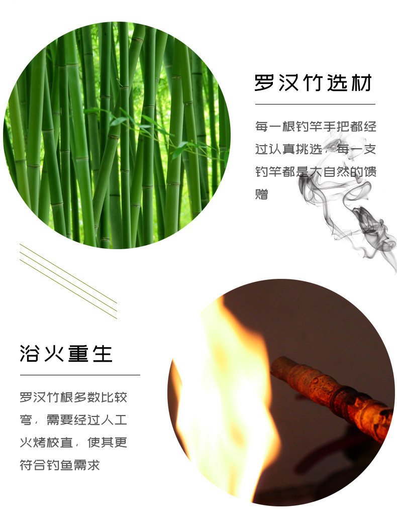 Ice удочкой 引路人冰钓竿实心杆稍大导环55cm插节罗汉竹冰钓竿排竿筏钓竿鱼竿