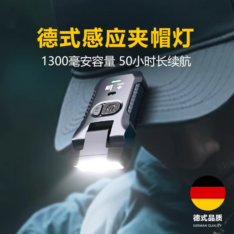 German Headlamp for Fishing, Strong Light, Rechargeable, Ultra-Bright, Night Fishing, Sensor, Long Battery Life, Safety Helmet Clip-On Light