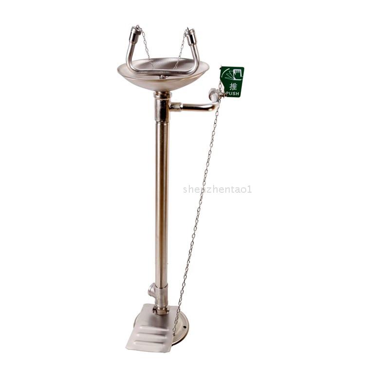 Vertical eyewash with foot pedal 304 stainless steel foot pedal vertical eyewash * vertical double mouth eyewash