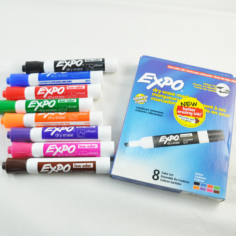 AMERICAN SANFORD EXPO 8 -COLOR WHITEBOARD PEN SET 80078 TRAPEZI HEADWRITING은 쉽게 문지릅니다.