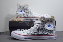 Jiu Yin original painting studio sneakers custom Converse line drawing graffiti Ukiyo-E