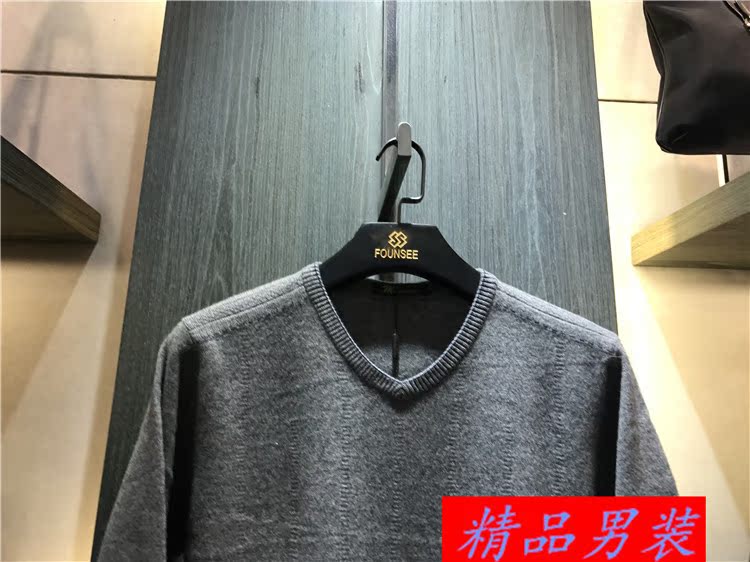 3 màu 95% cashmere nam mùa thu và mùa đông V-Cổ áo len cashmere tag giá 3980 nhân dân tệ