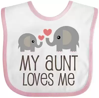 Inktastic My Aunt Loves Me Gift Baby Bib White Pink