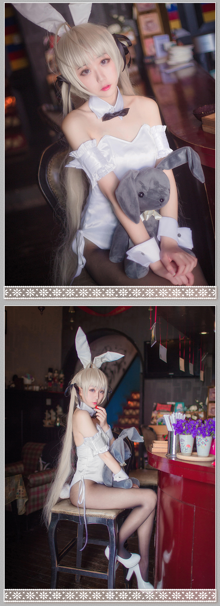 [三 町 目] Chị Bunny cô gái cos cạnh trống bộ đồ anime hầu gái azur lane cosplay