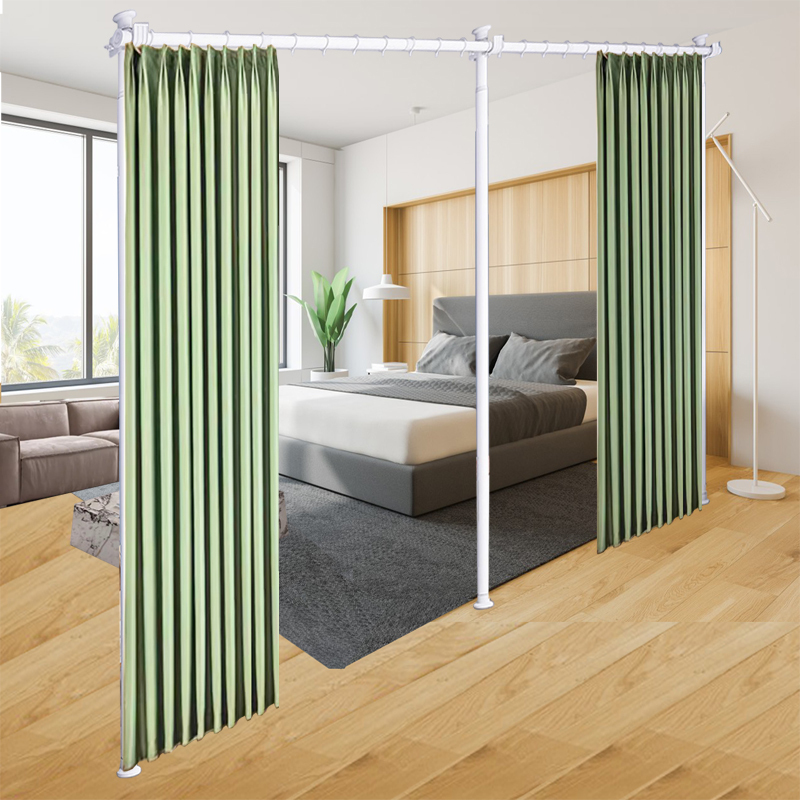 No-Drill Installation Roman Rod Full Set Curtain Rod Telescopic Rod Partition Support Frame Single Rod Shower Curtain Rod Retractable Clothes Drying Rod