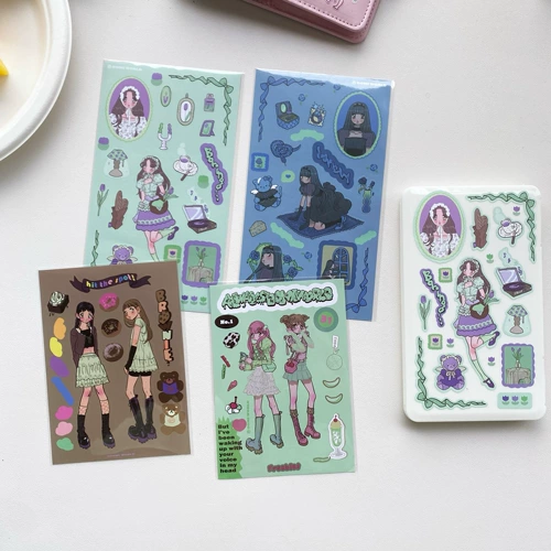 Корея Ins Fresh Summer Girl Sweet Yafeng Sweet Cool Colar Card Comics персонажи сцены Diy ручная учетная запись материал
