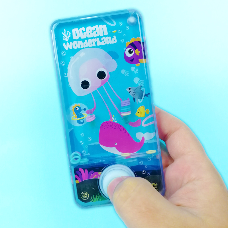 Handheld water ring game console marine series creative decompression nostalgic educational children's toys six-one gift