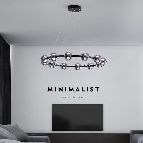 Italian-Style Living Room Chandelier, Modern, Simple, High-End, Atmospheric, Circular, Designer, Minimalist, Artistic Glass Bedroom and Dining Room Lamp