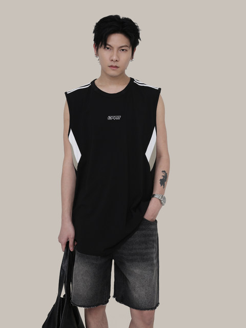 GIBBYCNA summer ultra-thin cool seamless ເສື້ອກິລາ sleeveless sweatshirt spliced ​​​​three-bar quick-drying casual sweat vest