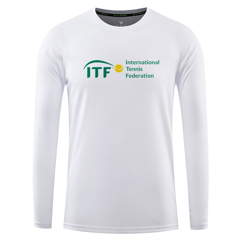 Long-sleeved tennis uniform mesh quick-drying ITF sports T-shirt top round neck custom team uniform competition uniform polyester
