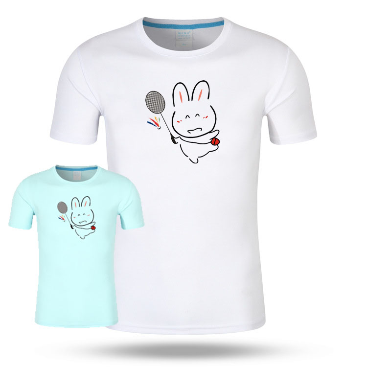 Multicolored Rabbit Cute Badminton Suit Speed Dry men and women T-shirts students training jerseys jerseys cultural shirts custom-made-Taobao
