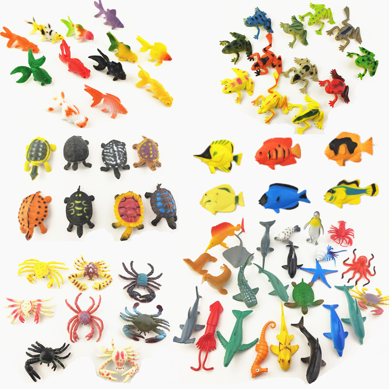 Simulated 24 marine animal biological models of tropical fish goldfish shark microlandscape decorated the early teaching undersea world