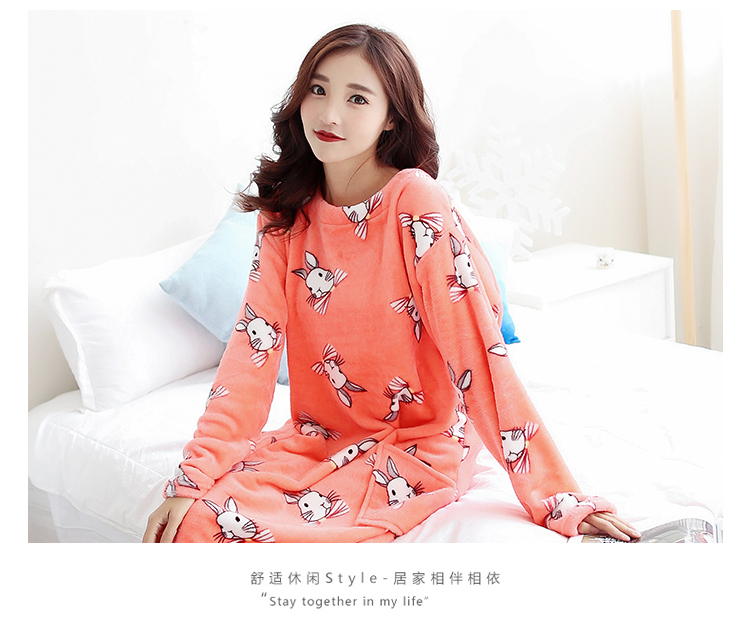 Fat m200 kg san hô nhung dễ thương váy ngủ nữ mùa đông siêu dài flannel lỏng kích thước lớn phụ nữ mang thai đồ ngủ shop đồ lót 