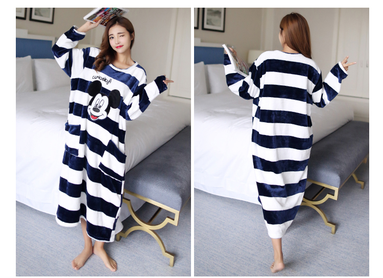 Fat m200 kg san hô nhung dễ thương váy ngủ nữ mùa đông siêu dài flannel lỏng kích thước lớn phụ nữ mang thai đồ ngủ shop đồ lót 