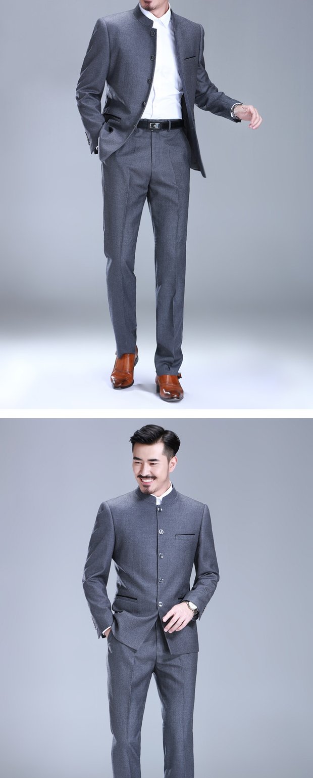 Nhung Bắc Cực mùa xuân và mùa thu đứng cổ áo nam áo dài Trung Quốc chuyên nghiệp phù hợp với màu xanh lá cây trung niên phù hợp với phù hợp với nam võ sĩ áo vest dạ nam